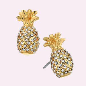 Kate Spade by The Pool Pave Pineapple Studs Earrings (12K Gold-Plated) (NWT)